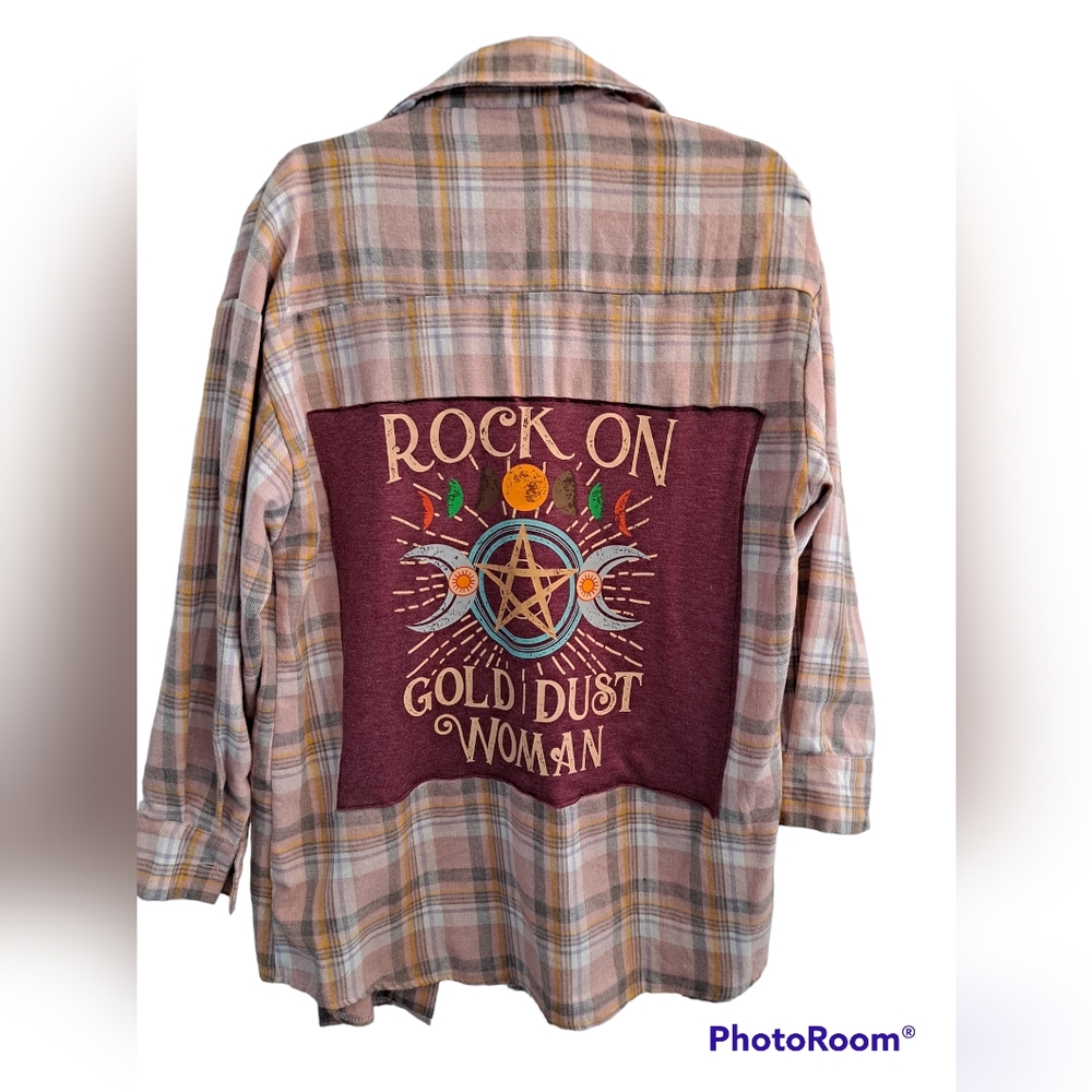 Women's Flannel Shirt with Fleetwood Mac logo design